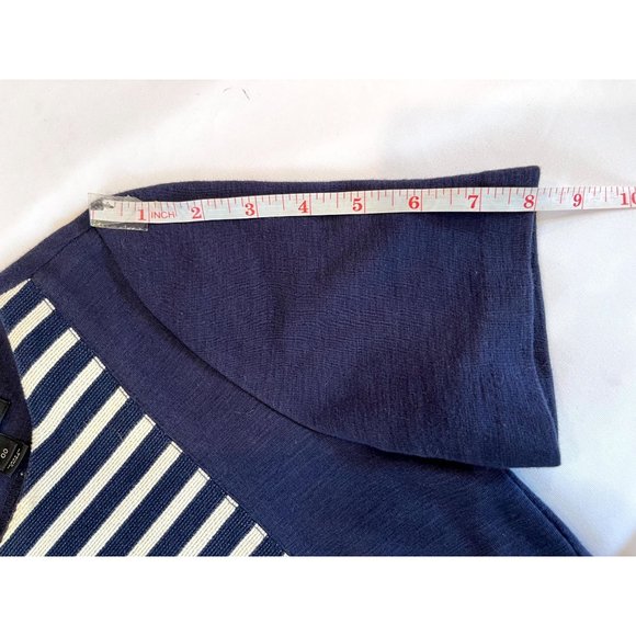 J. Crew Womens Stripe Knit Shift Dress Short Sleeve Back Zip Blue White Size 00 - Picture 11 of 14